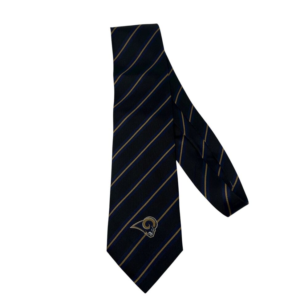NFL Los Angeles Rams Blue and Gold Striped 100% Silk Necktie NWT